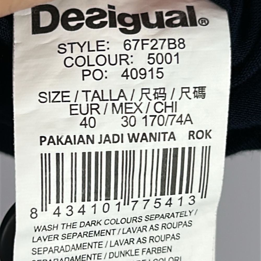 Desigual Aztec Embroidered Knitted Waist Mismatch Buttons Skirt Medium EU 4 Blue - Picture 9 of 13